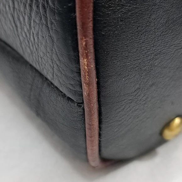 BESSEL Black & Brown Genuine Leather Shoulder Bag – Multi-Pocket, Brass Hardware - Picture 7 of 11